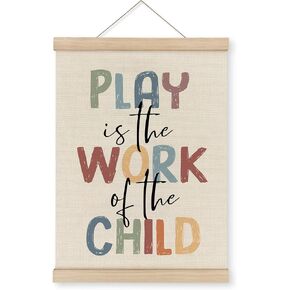 MAQIKA be Kind Inspirational Poster Framed with Wood Hanger,be Kind Sign, Positive Classroom Hanging Wall Decor, Motivational Nursery Canvas Wall Art Paint for Kids Room Home Bedroom decor 12x16 Inch