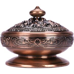 Incense Burner Cone Incense Holder Censer with a Dustproof Lid Exquisite Alloy Decoration for Bedroom Kitchen Teahouse Office