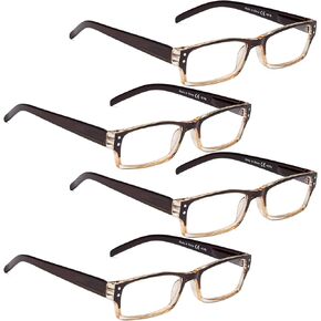 LUR READING GLASSES 4 pack Include Sunshine Readers for Women and Men