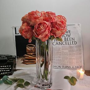 2Bouquet 10Heads Artificial Rose Silk Flower Leaf Home Office Wedding Party Festival Bar Decor(Orange)