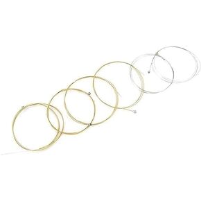 Pack of 6 Guitar Strings Replacement Steel String for Acoustic Guitar 4 Brass 2 Silver Set, Strings of Different Diameters Acoustic Guitar Strings, Strings Guitar and Bass Accessories