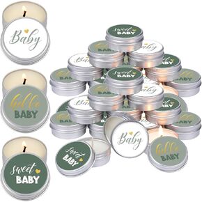 Landhoow 24 Pcs Baby Shower Candles Favors Lavender Scented Gender Reveal Candles Gifts Rustic Tea Light Candle Aromatherapy Candle for Home (Blue Style)