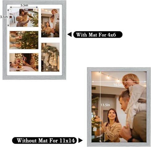 Frametory, 8x10 Picture Frame - Collage Multiple Photos, Black Solid Wood Molding, Display Two 4x6 Pictures with Mat or 10x8 Without Mat - Wooden - Real Glass Cover (Black, 1pack) in Kuwait