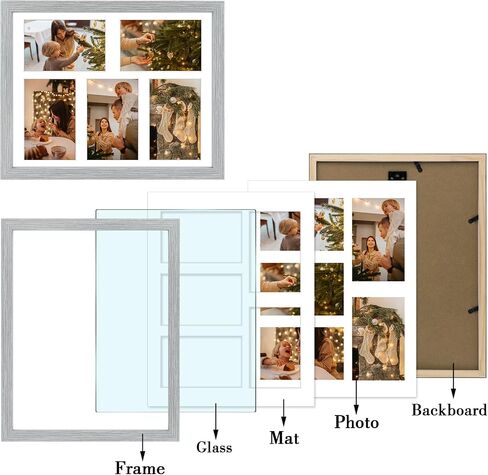 Frametory, 8x10 Picture Frame - Collage Multiple Photos, Black Solid Wood Molding, Display Two 4x6 Pictures with Mat or 10x8 Without Mat - Wooden - Real Glass Cover (Black, 1pack) in Kuwait