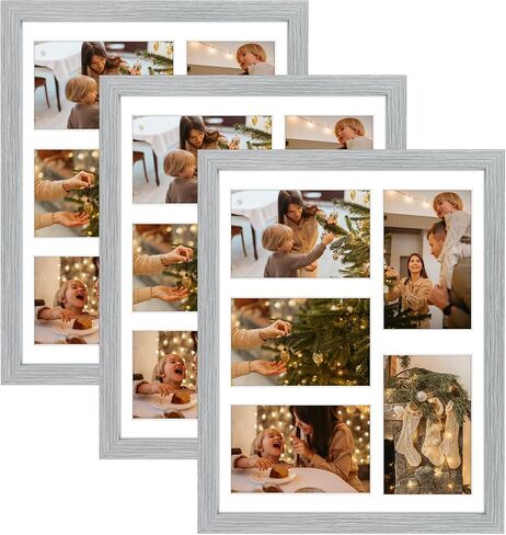 Frametory, 8x10 Picture Frame - Collage Multiple Photos, Black Solid Wood Molding, Display Two 4x6 Pictures with Mat or 10x8 Without Mat - Wooden - Real Glass Cover (Black, 1pack) in Kuwait