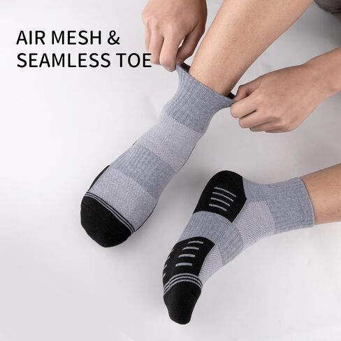 COOVAN Mens Athletic Ankle Socks Thick Cushioned Quarter Sock Sport Running Half Crew Sock 8 Pairs in Saudi Arabia