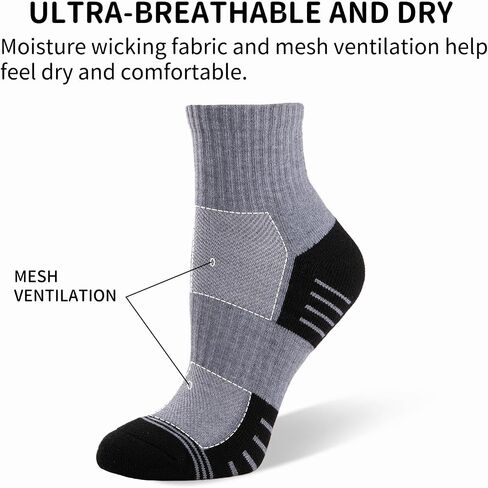 COOVAN Mens Athletic Ankle Socks Thick Cushioned Quarter Sock Sport Running Half Crew Sock 8 Pairs in Saudi Arabia