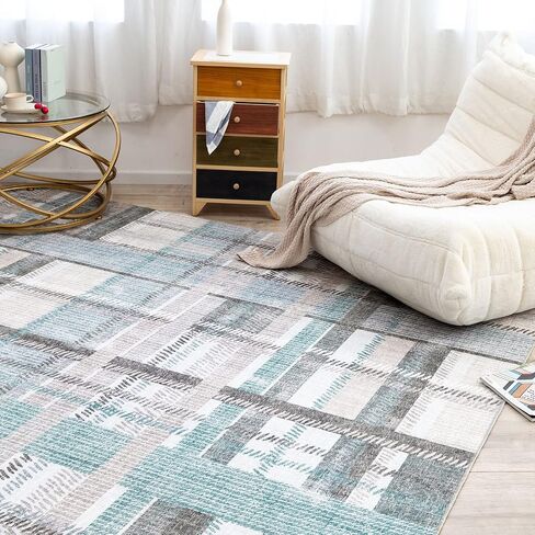 DECOMALL NELE Washable Door Mat 2x3, Modern Plaid Non-Slip Small Rugs for Entrance, Yellow 24x36 inch in Saudi Arabia