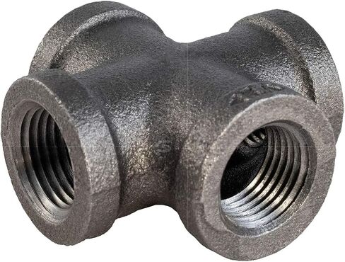 BMCR0038-5 Black Malleable Cross Fitting Four Way Threaded Pipe Connector, Connects to 3/8 Inch (Pack of 5) in Saudi Arabia