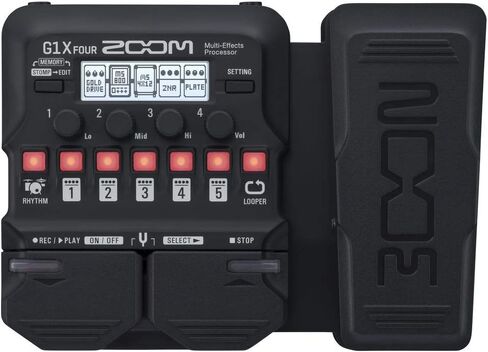 Zoom G1X Four Guitar Effects Processor with Built-In Expression Pedal + Zoom AD-16 9V AC adapter + Guitar Instrument Cable w Right Angle Plug + Photo4Less Cleaning Cloth - Deluxe Bundle in Saudi Arabia