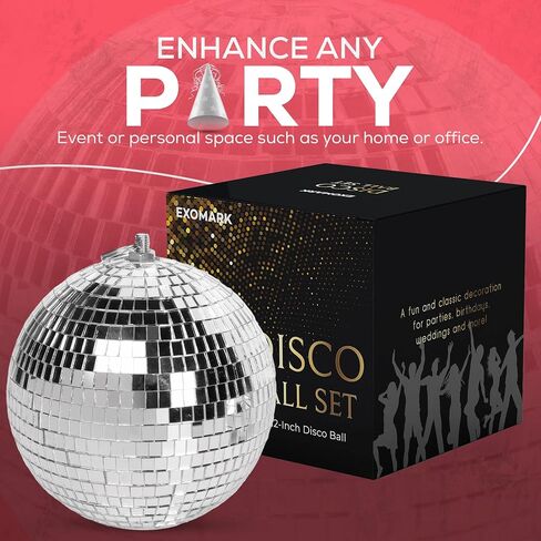 12 Inch Disco Ball for New Years, Christmas, Karaoke, Birthday Parties - 70s Stage & Disco Party Decoration in Saudi Arabia