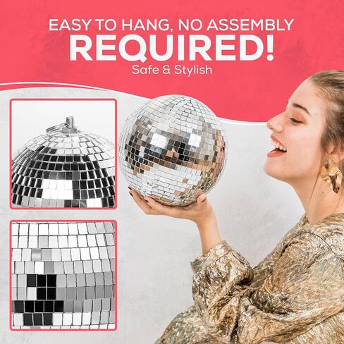 12 Inch Disco Ball for New Years, Christmas, Karaoke, Birthday Parties - 70s Stage & Disco Party Decoration in Saudi Arabia
