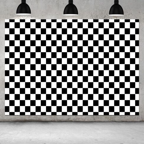 7x5FT Black and White Checkered Chessboard Theme Photography Background Children's Birthday Party Decoration Supplies Banner Photo Backdrop Studio Props in Saudi Arabia