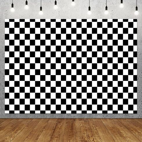 7x5FT Black and White Checkered Chessboard Theme Photography Background Children's Birthday Party Decoration Supplies Banner Photo Backdrop Studio Props in Saudi Arabia