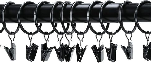 44 Pack Metal Curtain Rings with Clips, Drapery Clips with Rings, Drapes Rings 1 in Interior Diameter, Curtain Hangers Clips, Matte Silver in Saudi Arabia