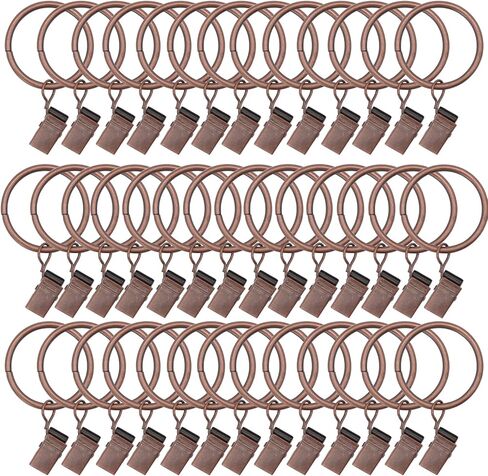 44 Pack Metal Curtain Rings with Clips, Drapery Clips with Rings, Drapes Rings 1 in Interior Diameter, Curtain Hangers Clips, Matte Silver in Saudi Arabia
