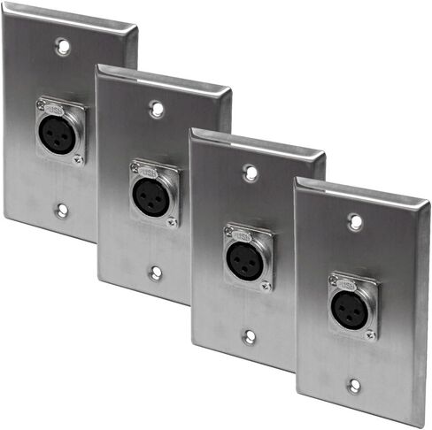 Seismic Audio - SA-PLATE12-4Pack - 4 Pack of Stainless Steel Wall Plates - One XLR Female Connector Single Gang in Saudi Arabia