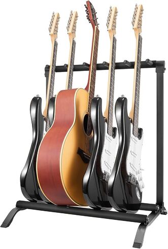 VEVOR 5-Space Guitar Stand, Hold Up to 5 Guitars, Floor-Standing Multiple Guitars Display Foldable Rack with Anti-Slip Base Security Pin High-Density Foam Protection, for Guitar Acoustic Electric Bass in Saudi Arabia