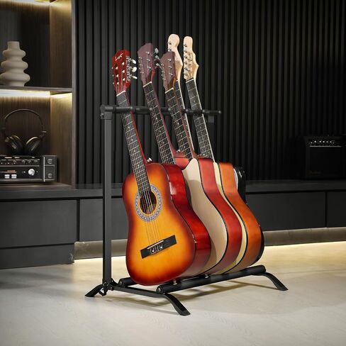 VEVOR 5-Space Guitar Stand, Hold Up to 5 Guitars, Floor-Standing Multiple Guitars Display Foldable Rack with Anti-Slip Base Security Pin High-Density Foam Protection, for Guitar Acoustic Electric Bass in Saudi Arabia