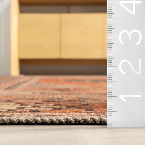 nuLOOM Kamila Tribal Machine Washable Runner Rug, 2' x 8', Orange in Saudi Arabia
