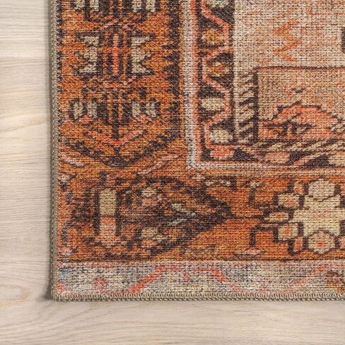 nuLOOM Kamila Tribal Machine Washable Runner Rug, 2' x 8', Orange in Saudi Arabia