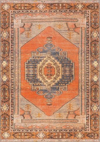 nuLOOM Kamila Tribal Machine Washable Runner Rug, 2' x 8', Orange in Saudi Arabia
