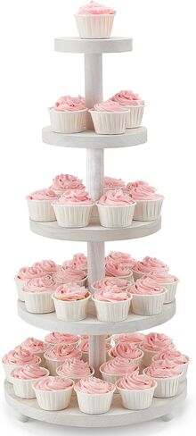 3 Tier Cupcake Stand Round,Wood Cake Stand with Tiered Tray Decor,Rustic Cake Stand,Cupcake Display for Home Tea Party, Birthday, Wedding, Farmhouse Decor,Woodland Baby Shower…… in Saudi Arabia