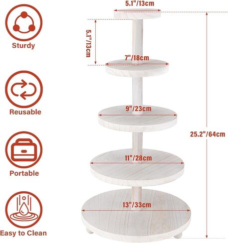 3 Tier Cupcake Stand Round,Wood Cake Stand with Tiered Tray Decor,Rustic Cake Stand,Cupcake Display for Home Tea Party, Birthday, Wedding, Farmhouse Decor,Woodland Baby Shower…… in Saudi Arabia
