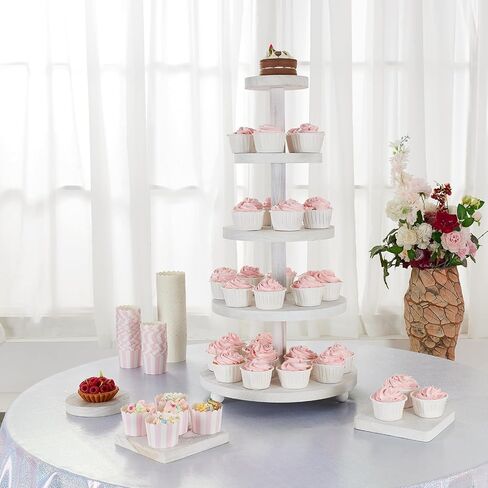 3 Tier Cupcake Stand Round,Wood Cake Stand with Tiered Tray Decor,Rustic Cake Stand,Cupcake Display for Home Tea Party, Birthday, Wedding, Farmhouse Decor,Woodland Baby Shower…… in Saudi Arabia