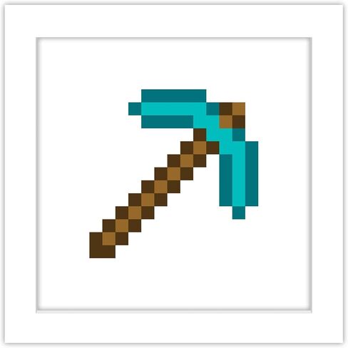 Trends International Gallery Pops Minecraft: Iconic Pixels - Items - Diamond Pickaxe Wall Art Wall Poster, 12" x 12", Black Framed Version in Saudi Arabia
