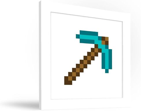 Trends International Gallery Pops Minecraft: Iconic Pixels - Items - Diamond Pickaxe Wall Art Wall Poster, 12" x 12", Black Framed Version in Saudi Arabia