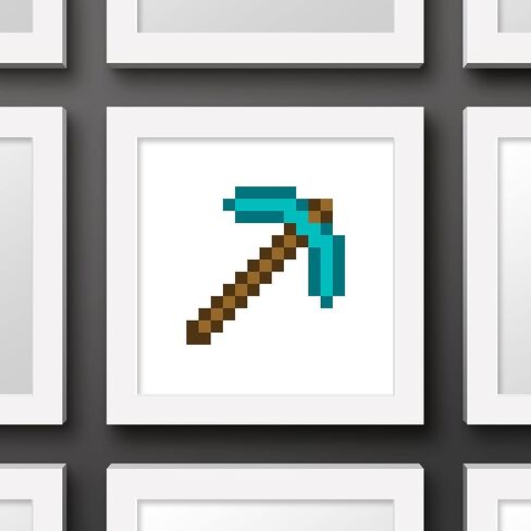 Trends International Gallery Pops Minecraft: Iconic Pixels - Items - Diamond Pickaxe Wall Art Wall Poster, 12" x 12", Black Framed Version in Saudi Arabia