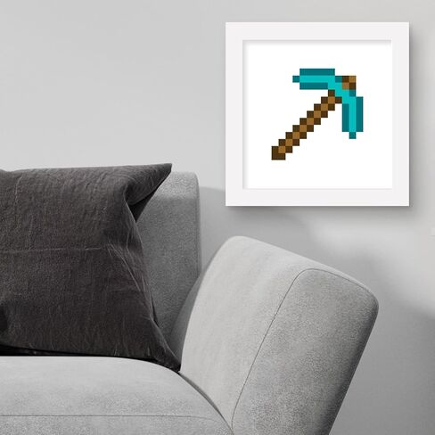 Trends International Gallery Pops Minecraft: Iconic Pixels - Items - Diamond Pickaxe Wall Art Wall Poster, 12" x 12", Black Framed Version in Saudi Arabia