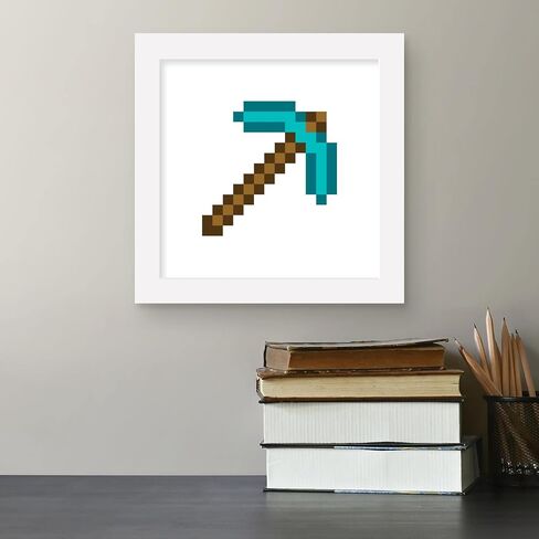 Trends International Gallery Pops Minecraft: Iconic Pixels - Items - Diamond Pickaxe Wall Art Wall Poster, 12" x 12", Black Framed Version in Saudi Arabia