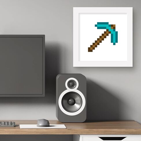 Trends International Gallery Pops Minecraft: Iconic Pixels - Items - Diamond Pickaxe Wall Art Wall Poster, 12" x 12", Black Framed Version in Saudi Arabia