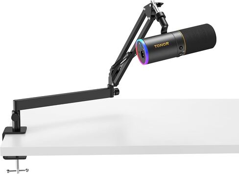 TONOR XLR/USB Gaming Microphone Kit, RGB Dynamic PC Mic for Streaming Podcasting with Low Profile Boom Arm, Metal Recording Mic with Gain Control, Mute, Monitoring for Mac Android Tablet PS4/5 TD520S+ in Kuwait
