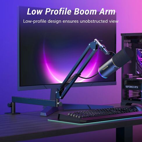 TONOR XLR/USB Gaming Microphone Kit, RGB Dynamic PC Mic for Streaming Podcasting with Low Profile Boom Arm, Metal Recording Mic with Gain Control, Mute, Monitoring for Mac Android Tablet PS4/5 TD520S+ in Kuwait