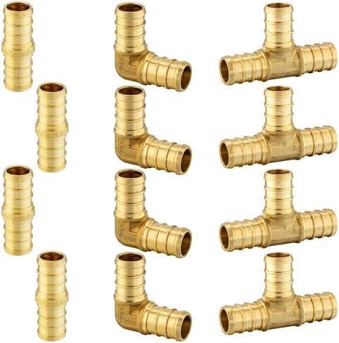 مجموعة تركيب نحاسية مجعدة من EFIELD 18 قطعة من Pex Barb: كوع 3/4 بوصة 90 درجة (8 قطع)، وصلة مستقيمة 3/4 بوصة (6 قطع)، تي شيرت 3/4 بوصة (4 قطع) in Saudi Arabia