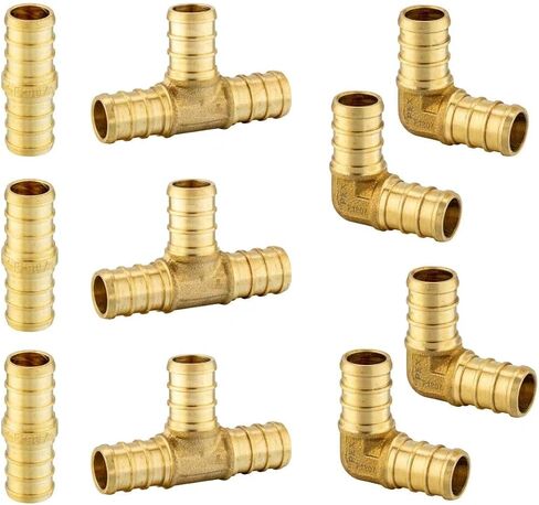 مجموعة تركيب نحاسية مجعدة من EFIELD 18 قطعة من Pex Barb: كوع 3/4 بوصة 90 درجة (8 قطع)، وصلة مستقيمة 3/4 بوصة (6 قطع)، تي شيرت 3/4 بوصة (4 قطع) in Saudi Arabia