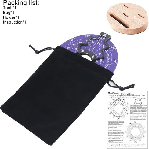 Rockhouse Circle of Fifths Wheel Metal Melody Tool Chord Wheel with Stand Holder - Music Theory Learning Tool for Musicians Songwriting, Purple in Saudi Arabia