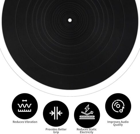 sdroceRyaM حصيرة طبق القرص الدوار مقاس 12 بوصة من السيليكون مسجل الفينيل LP Slipmat المضادة للانزلاق حصيرة عالمية لجميع مشغلات تسجيل الفينيل، أسود in Kuwait