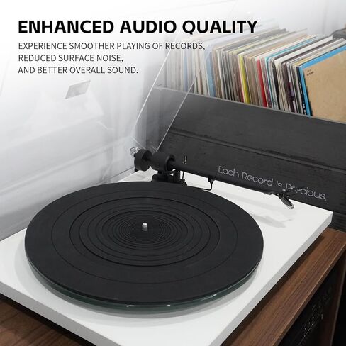 sdroceRyaM حصيرة طبق القرص الدوار مقاس 12 بوصة من السيليكون مسجل الفينيل LP Slipmat المضادة للانزلاق حصيرة عالمية لجميع مشغلات تسجيل الفينيل، أسود in Kuwait