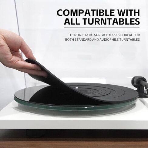 sdroceRyaM حصيرة طبق القرص الدوار مقاس 12 بوصة من السيليكون مسجل الفينيل LP Slipmat المضادة للانزلاق حصيرة عالمية لجميع مشغلات تسجيل الفينيل، أسود in Kuwait
