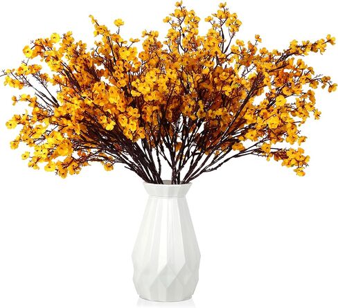 12 قطعة من زهور اصطناعية للتنفس للأطفال برتقالية وهمية من الحرير الصناعي وزهور الخريف باقة جيبسوفيلا لديكور المنزل لتزيين الطاولة المركزية in Kuwait