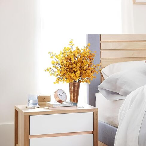 12 قطعة من زهور اصطناعية للتنفس للأطفال برتقالية وهمية من الحرير الصناعي وزهور الخريف باقة جيبسوفيلا لديكور المنزل لتزيين الطاولة المركزية in Kuwait