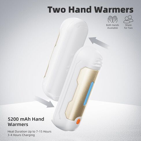MORIKO 2-Pack Hand Warmer Rechargeable, Upgraded 2-in-1 5200mAh Electric Hand Warmers, Portable USB Reusable Handwarmer, for Outdoor Camping, Skiing, Hunting, Golf, Gift for Women Kid or Reno Patient in Saudi Arabia