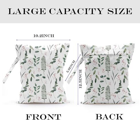 2 Pcs Wet Bag, Wet Dry Bag, Wet Bag for Swimsuit, Travel, Beach, Pool, Diapers, Dirty Yoga Gym Clothes, Toiletries, Makeup Bag, Eucalyptus Palm Leaves Print Tropical Plant Birthday Gift. in Saudi Arabia
