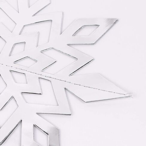 12PCS Christmas Snowflake Hanging Decorations - Holiday/New Year/Winter Wonderland Party Supplies Favors 3D Glitter Large White Snowflakes in Saudi Arabia