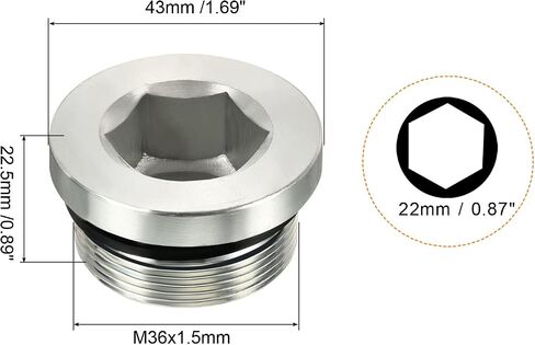 PATIKIL M10 * 1.25 قابس تركيب الأنابيب ذات الرأس السداسي الداخلي، 2 حزمة خيط ذكر 45 # قابس مقبس فولاذي مع حلقة لإحكام الإغلاق لنهايات الأنابيب النهائية in Saudi Arabia