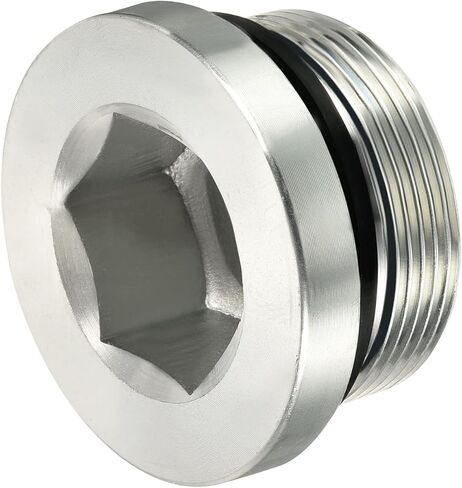 PATIKIL M10 * 1.25 قابس تركيب الأنابيب ذات الرأس السداسي الداخلي، 2 حزمة خيط ذكر 45 # قابس مقبس فولاذي مع حلقة لإحكام الإغلاق لنهايات الأنابيب النهائية in Saudi Arabia